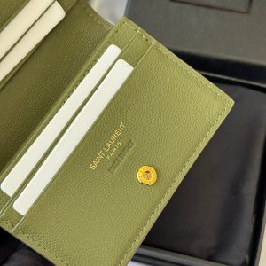 YSL Wallet Green Gold Cowhide 240588