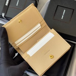 YSL Wallet Light Beige Gold Cowhide 240590