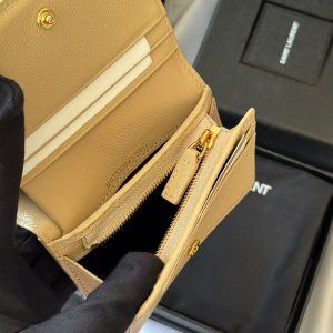 YSL Wallet Light Beige Gold Cowhide 240590