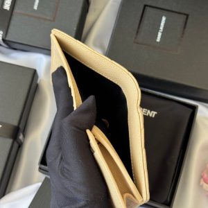 YSL Wallet Light Beige Gold Cowhide 240590