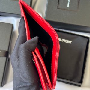 YSL Wallet Red Gold Cowhide 240592