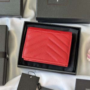YSL Wallet Red Gold Cowhide 240592