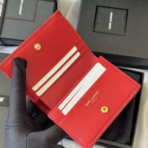 YSL Wallet Red Gold Cowhide 240592