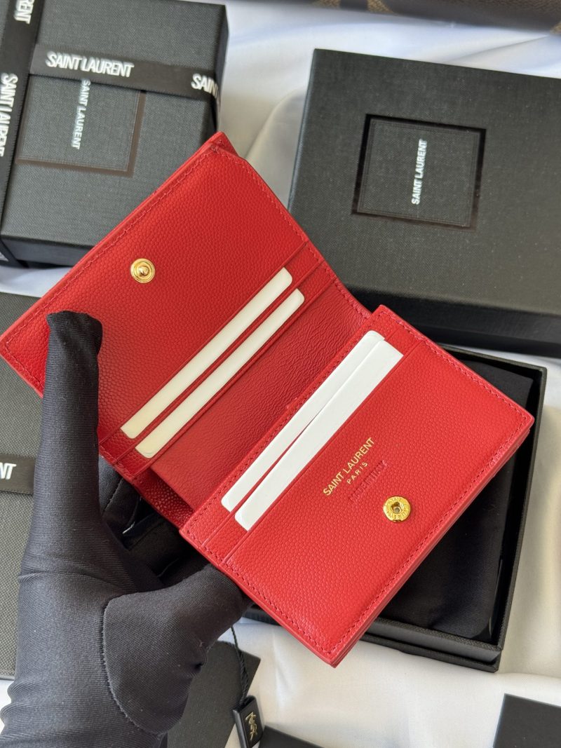 YSL Wallet Red Gold Cowhide 240592