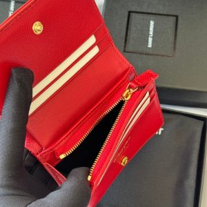 YSL Wallet Red Gold Cowhide 240592