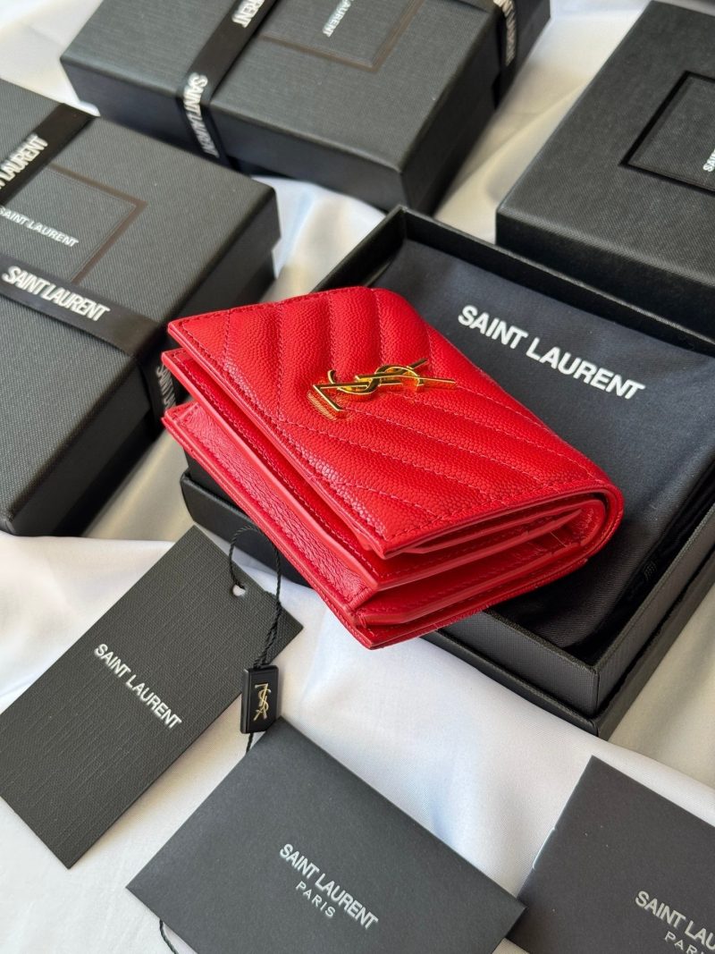 YSL Wallet Red Gold Cowhide 240592