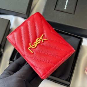 YSL Wallet Red Gold Cowhide 240592
