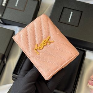 YSL Wallet Pink Gold Cowhide 240584