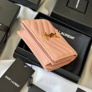 YSL Wallet Pink Gold Cowhide 240584
