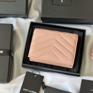 YSL Wallet Pink Gold Cowhide 240584