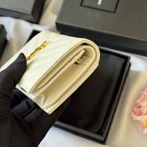 YSL Wallet White Gold Cowhide 240578