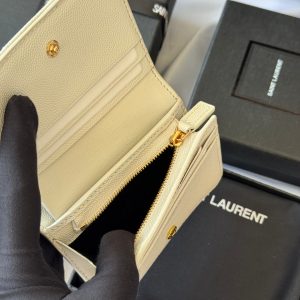 YSL Wallet White Gold Cowhide 240578