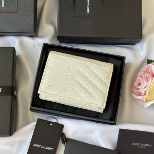 YSL Wallet White Gold Cowhide 240578