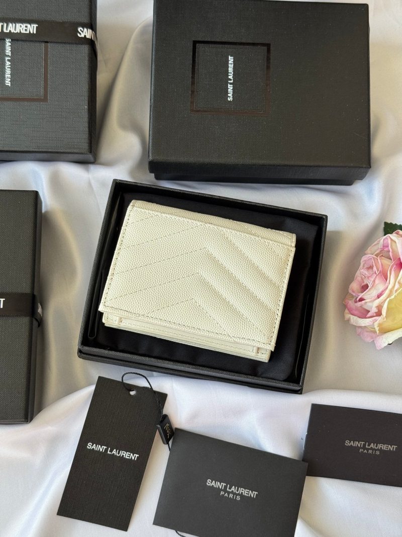 YSL Wallet White Gold Cowhide 240578