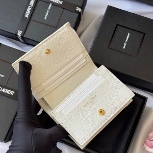 YSL Wallet White Gold Cowhide 240578