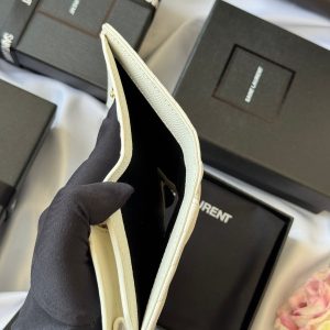 YSL Wallet White Gold Cowhide 240578
