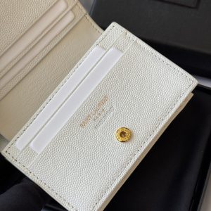 YSL Wallet White Gold Cowhide 240578