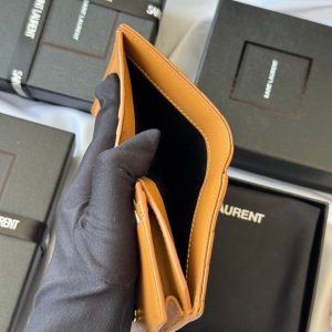 YSL Wallet Brown Gold Cowhide 240576
