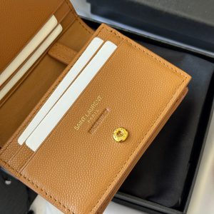 YSL Wallet Brown Gold Cowhide 240576