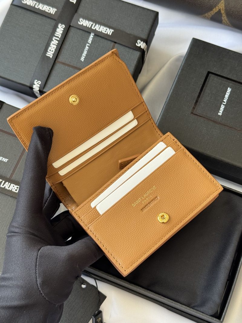 YSL Wallet Brown Gold Cowhide 240576