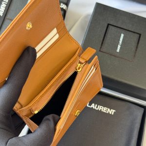 YSL Wallet Brown Gold Cowhide 240576