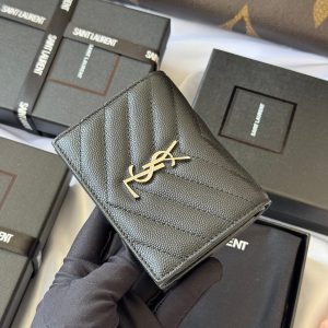 YSL Wallet Black Silver Cowhide 240574