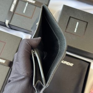 YSL Wallet Black Silver Cowhide 240574