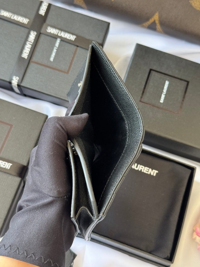 YSL Wallet Black Silver Cowhide 240574