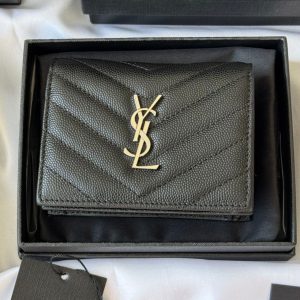 YSL Wallet Black Silver Cowhide 240574