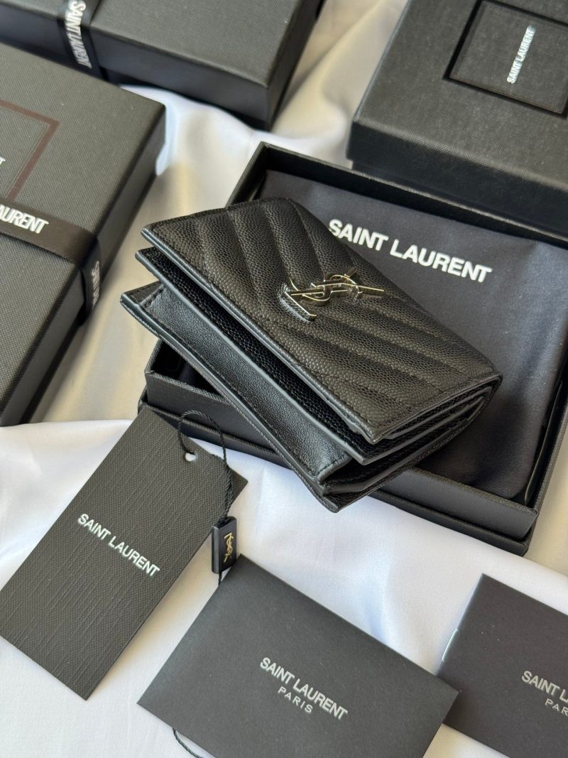 YSL Wallet Black Silver Cowhide 240574