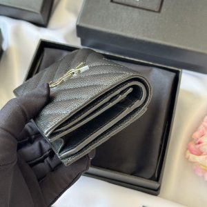 YSL Wallet Black Silver Cowhide 240574