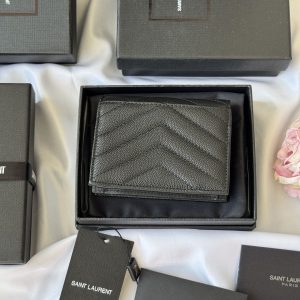 YSL Wallet Black Silver Cowhide 240574