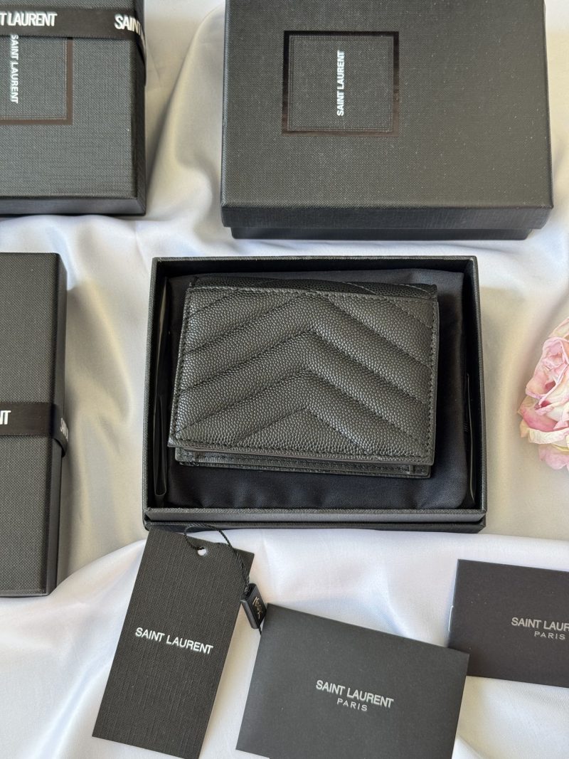 YSL Wallet Black Silver Cowhide 240574