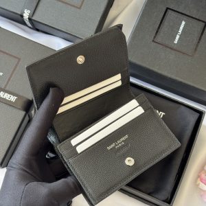 YSL Wallet Black Silver Cowhide 240574