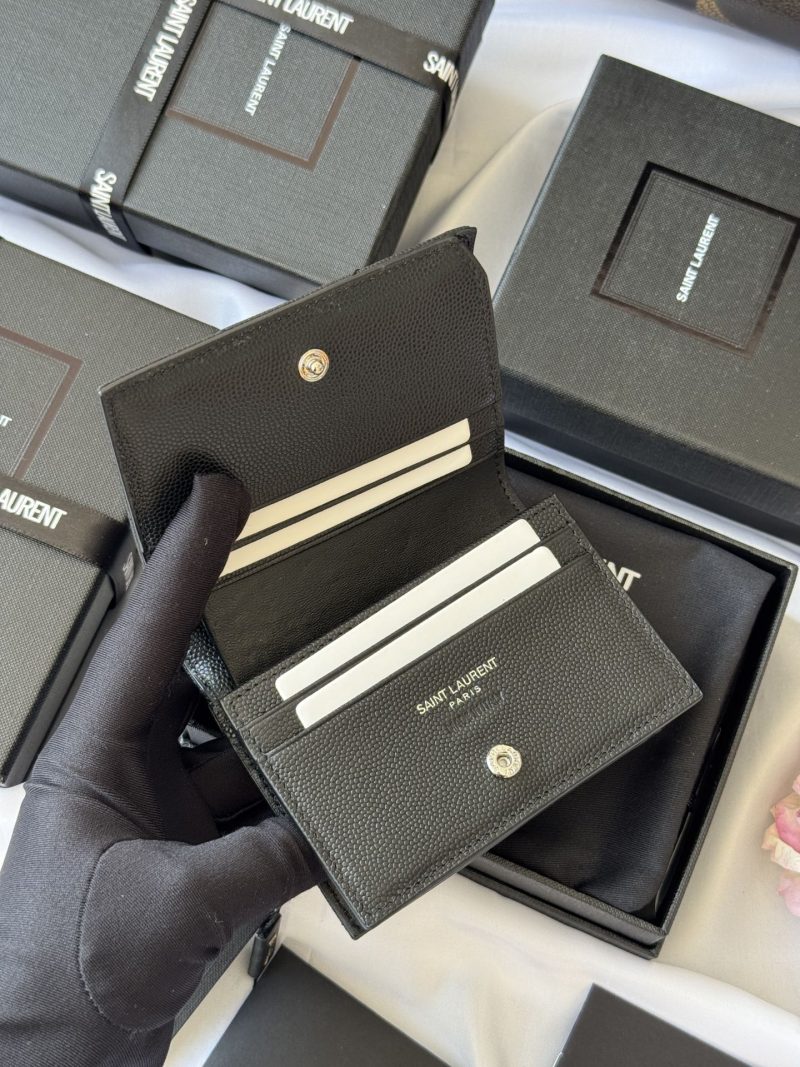 YSL Wallet Black Silver Cowhide 240574