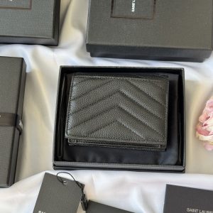 YSL Wallet Black Gold Cowhide 240572