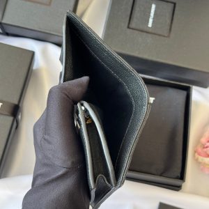 YSL Wallet Black Gold Cowhide 240572