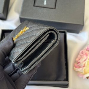 YSL Wallet Black Gold Cowhide 240572