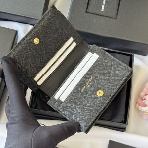 YSL Wallet Black Gold Cowhide 240572