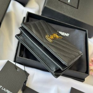 YSL Wallet Black Gold Cowhide 240572