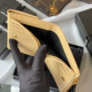 YSL Tri-fold Wallet Beige Gold Cowhide 242756