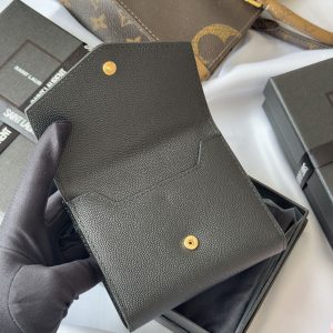 YSL Tri-fold Wallet Black Gold Cowhide 242754
