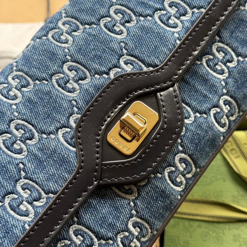 img_89648692_20240523_i1716456568_4274_2_jpg LUCE SMALL SHOULDER BAG 27 IN BLUE EMBOSSED DENIM AND BLACK CALFSKIN TRIM GOLD HARDWARE