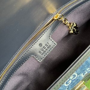 img_89648692_20240523_i1716456568_5067_7_jpg LUCE SMALL SHOULDER BAG 27 IN BLUE EMBOSSED DENIM AND BLACK CALFSKIN TRIM GOLD HARDWARE