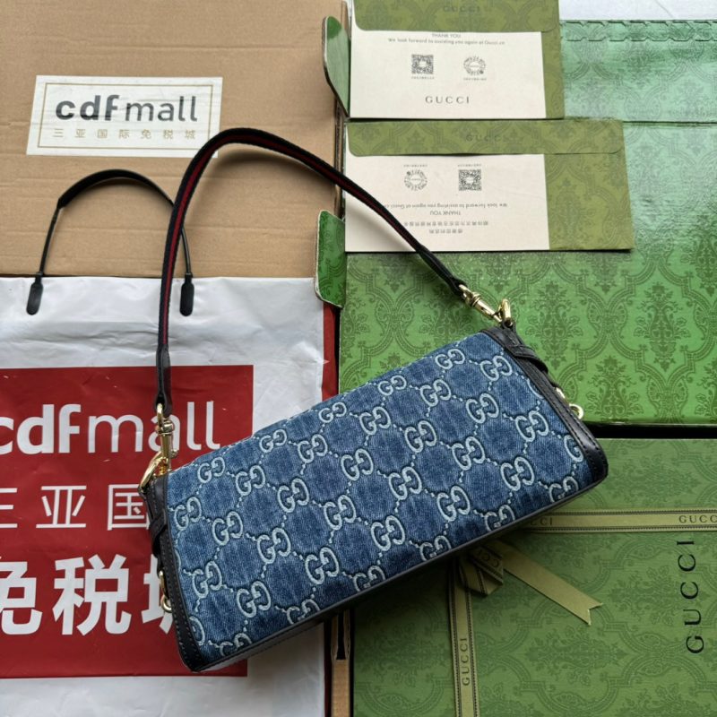 img_89648692_20240523_i1716456568_769_3_jpg LUCE SMALL SHOULDER BAG 27 IN BLUE EMBOSSED DENIM AND BLACK CALFSKIN TRIM GOLD HARDWARE