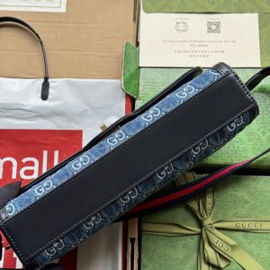 img_89648692_20240523_i1716456568_7850_8_jpg LUCE SMALL SHOULDER BAG 27 IN BLUE EMBOSSED DENIM AND BLACK CALFSKIN TRIM GOLD HARDWARE