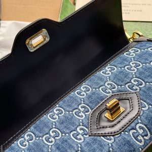 img_89648692_20240523_i1716456568_7909_4_jpg LUCE SMALL SHOULDER BAG 27 IN BLUE EMBOSSED DENIM AND BLACK CALFSKIN TRIM GOLD HARDWARE