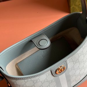 Gucci Ophidia 23cm Bag Gray Blue Canvas Leather 239917