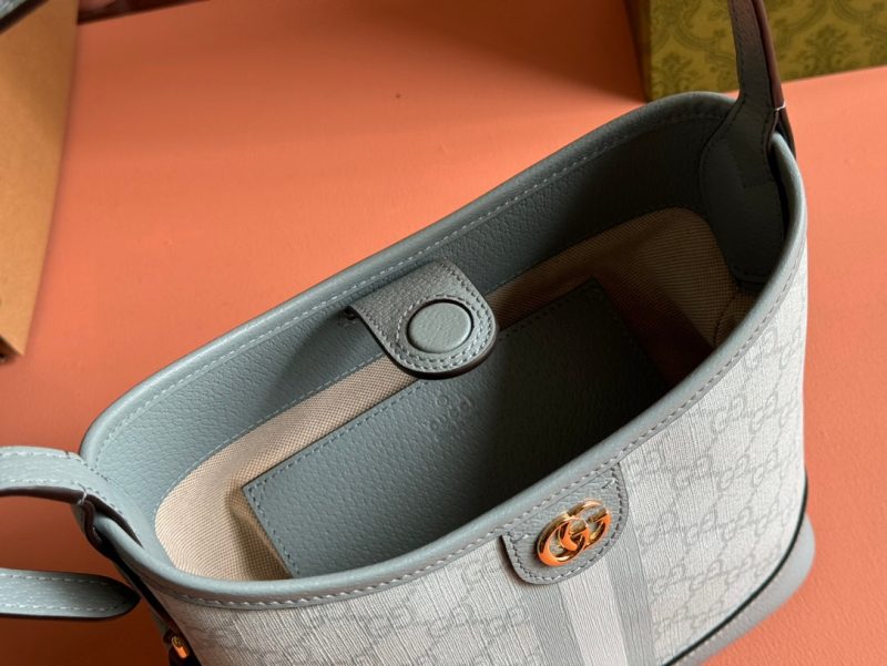 Gucci Ophidia 23cm Bag Gray Blue Canvas Leather 239917