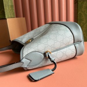 Gucci Ophidia 23cm Bag Gray Blue Canvas Leather 239917